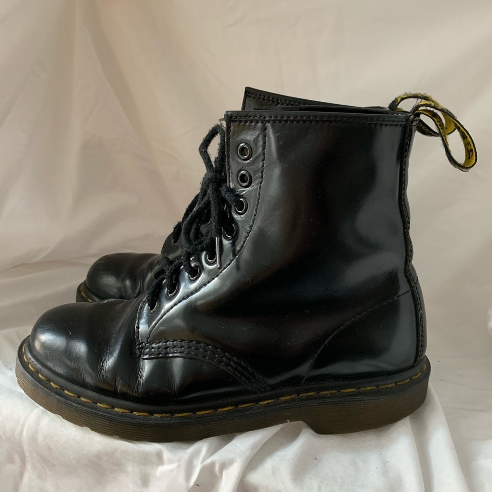 Dr. Martens shiny black boots